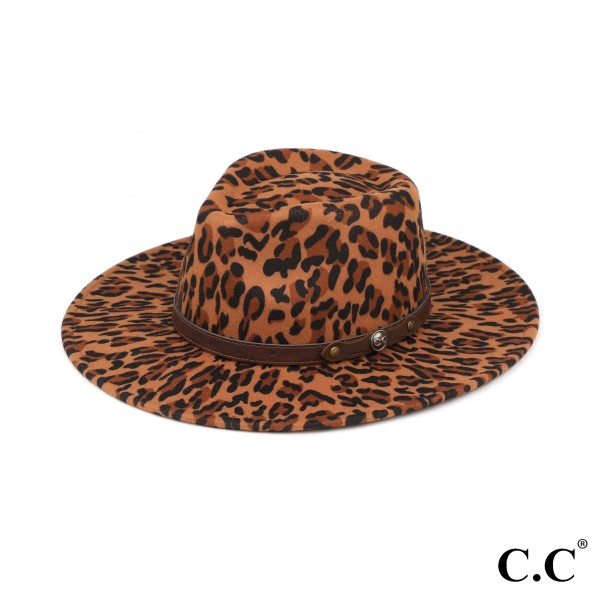 Wholesale c C WF Leopard Pattern Panama Vegan Felt Hat One Fits Most Adjustable