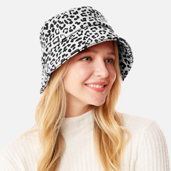 Wholesale leopard Print Bucket Hat One Fits Most Adjustable Draw String Polyeste