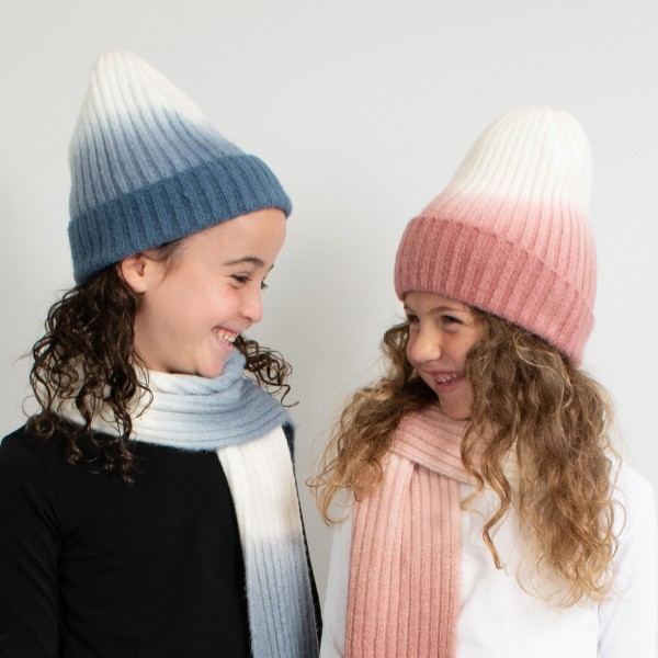 Kids Ombre Knit Beanie - 70% Acrylic/ 27% Nylon/ 3% Spandex - S/M Fits 3-5 view 5