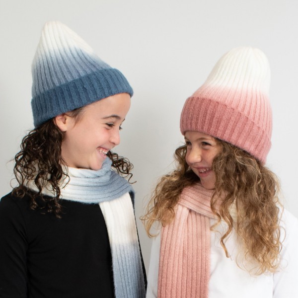 Kids Ombre Knit Beanie - 70% Acrylic/ 27% Nylon/ 3% Spandex - M-L Fits 6-12 view 5