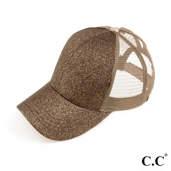 Wholesale cC Pony Cap BT C C glitter ponytail baseball cap mesh back Adjustable