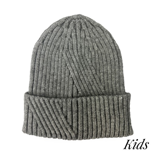 Kids Knit Beanie Featuring Cross Stitching Detail 

- 52% Viscose/ 29% Polyester/ 19% Nylon
- S/M Fits 3-5
