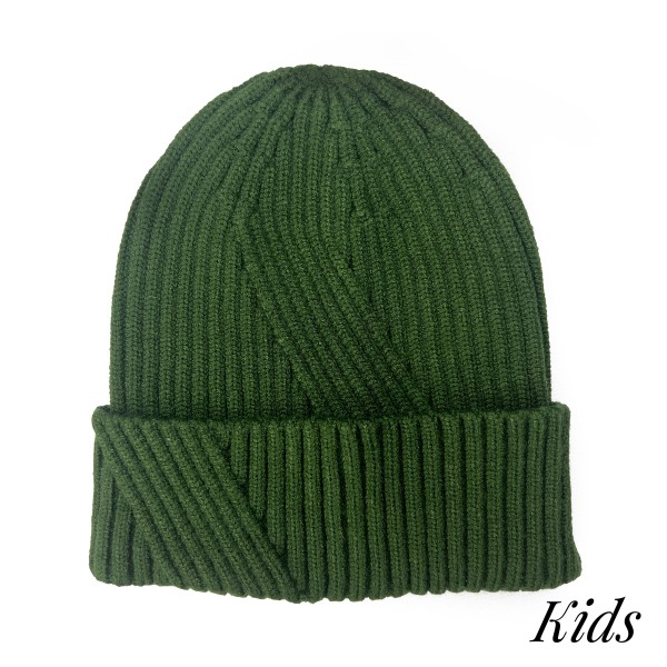 Kids Knit Beanie Featuring Cross Stitching Detail 

- 52% Viscose/ 29% Polyester/ 19% Nylon
- S/M Fits 3-5
