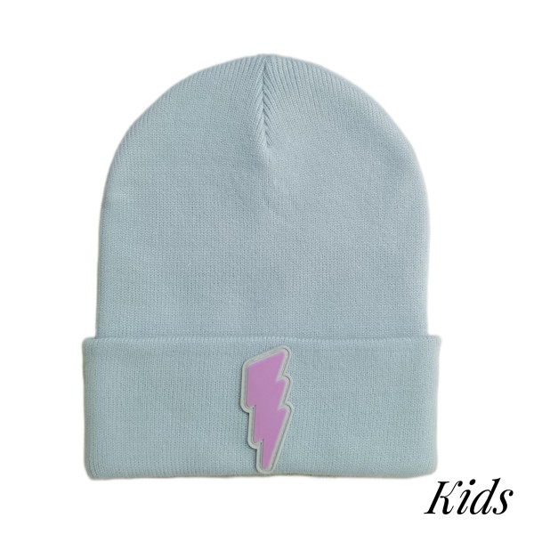 Wholesale kids Knit Beanie Rubber Lightning Bolt Viscose Polyester Nylon M L Fit
