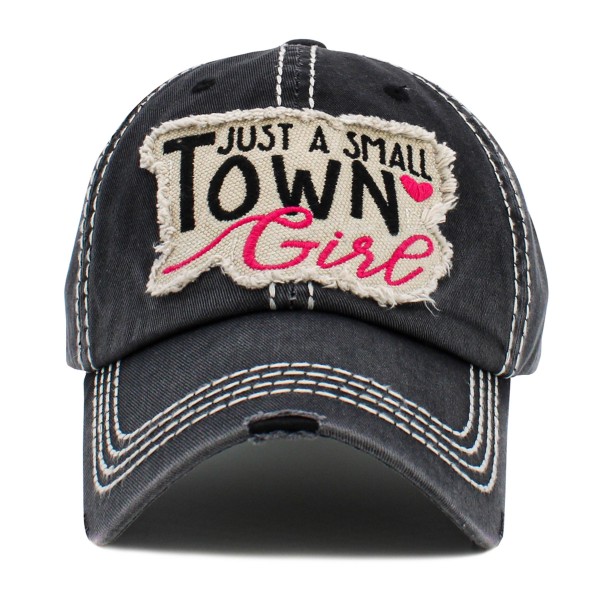 Wholesale vintage Distressed Just Small Town Girl Embroidered Patch Baseball Cap