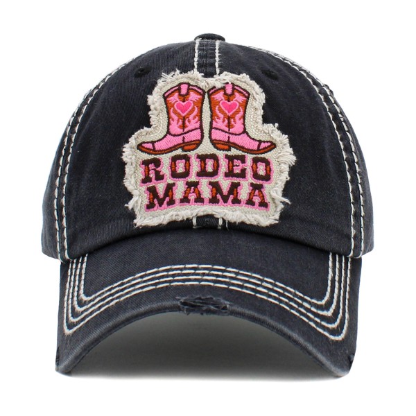 Wholesale vintage Distressed Rodeo Mama Embroidered Patch Baseball Cap One Fits