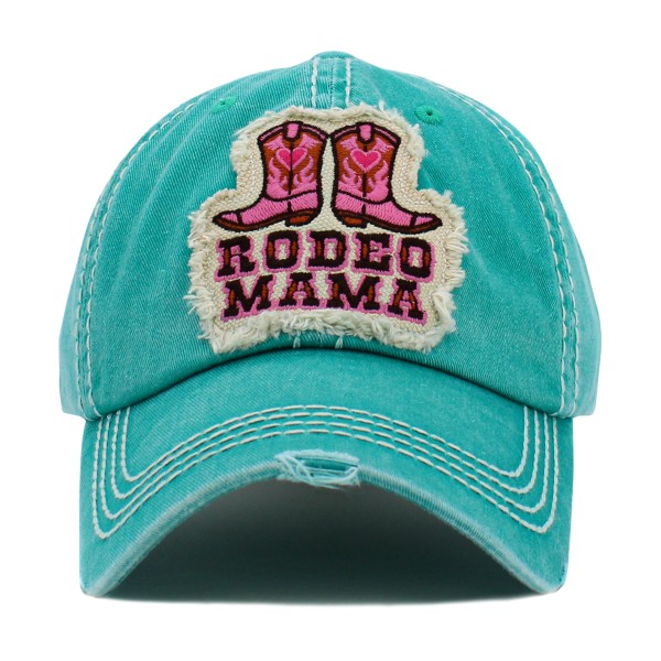 Wholesale vintage Distressed Rodeo Mama Embroidered Patch Baseball Cap One Fits