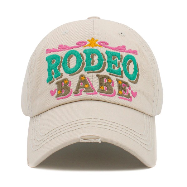 Wholesale vintage Distressed Baseball Cap Rodeo Babe Embroidered Detail One Fits