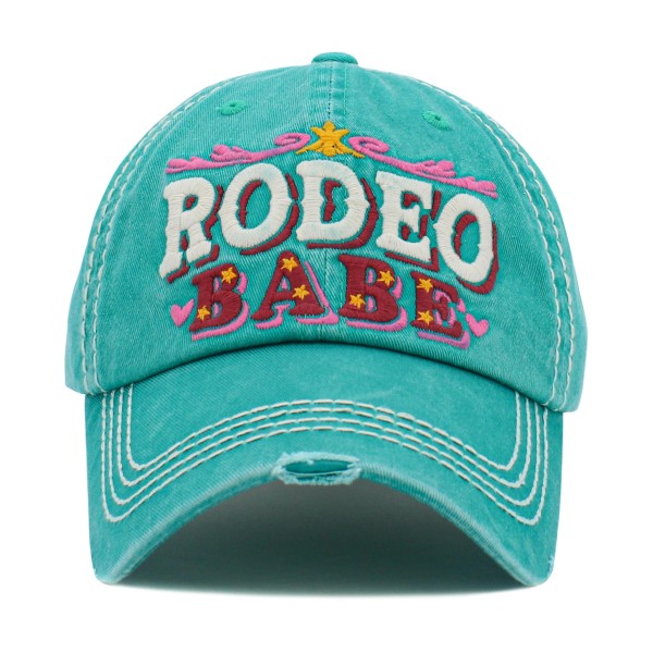 Wholesale vintage Distressed Baseball Cap Rodeo Babe Embroidered Detail One Fits