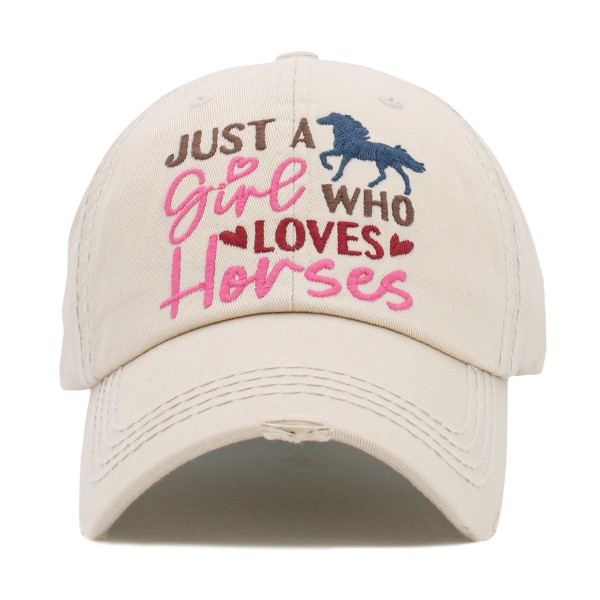 Wholesale just Girl Who Loves Horses Embroidered Vintage Distressed Baseball Ca