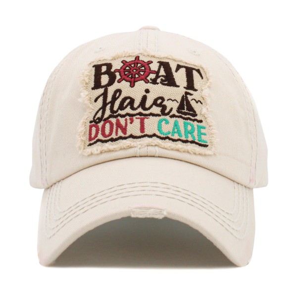 Wholesale boat Hair Don t Care Embroidered Patch Vintage Distressed Baseball Ca