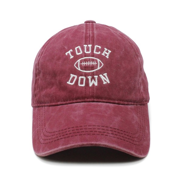 Touch Down Embroidered Baseball Cap 

- One Size Fits Most 
- Adjustable (Buckle) 
- 100% Cotton 