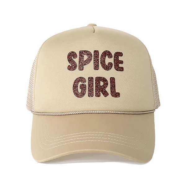 Glitter "Spice Girl" Trucker Hat.

- One Size Fits Most
- Snap Adjustable Band
- 100% Polyester