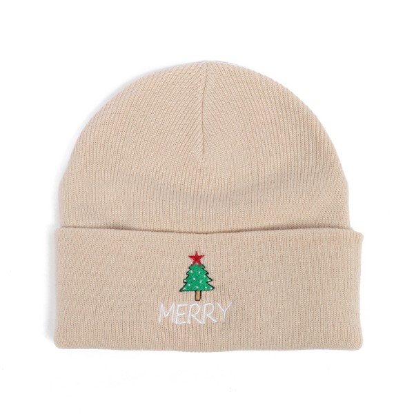Wholesale merry Christmas Tree Knit Cuffed Beanie One Fits Most Acrylic