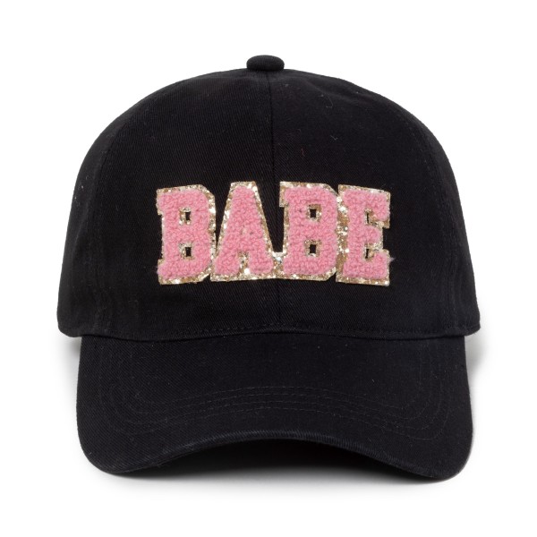 Wholesale glitter Chenille Babe Patch Baseball Cap One Fits Most Adjustable Slid
