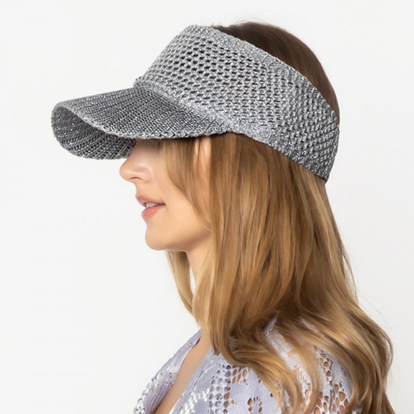 Wholesale do Everything Love Glitter Crochet Visor One Fits Most Polyester Velcr