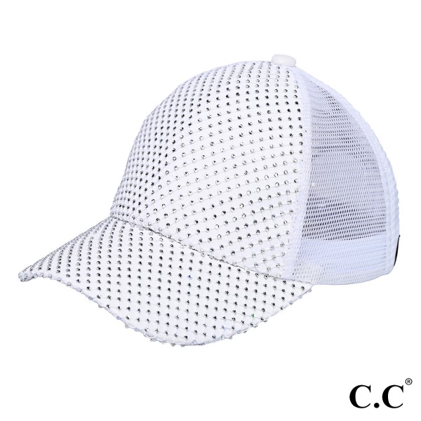 Wholesale c C BAB Rhinestone Net Baseball Cap Mesh One Fits Most Polyester Cotto