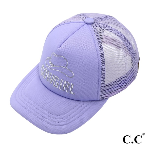 C.C Trucker Hat TCB-05
Rhinestone Cowgirl Trucker Cap

- One Size Fits Most 
- Adjustable Snap Button Closure 
- 100% Polyester 