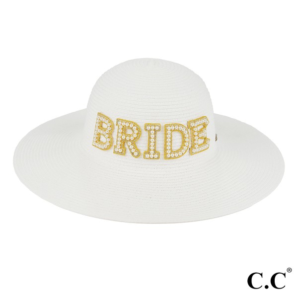 Wholesale c C STC Brim Hat Bride Squad Brim Sun Hat Pearls Rhinestone Glitter Ch