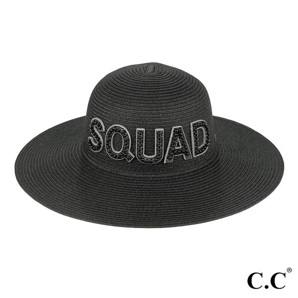 C.C STC-10 Brim Hat
Bride & Squad Wide Brim Sun Hat In Pearls, Rhinestone and Glitter Charms

- One Size Fits Most With Internal Drawstring
- Brim Approximately 4" 
- 80% Paper/ 20% Polyester 