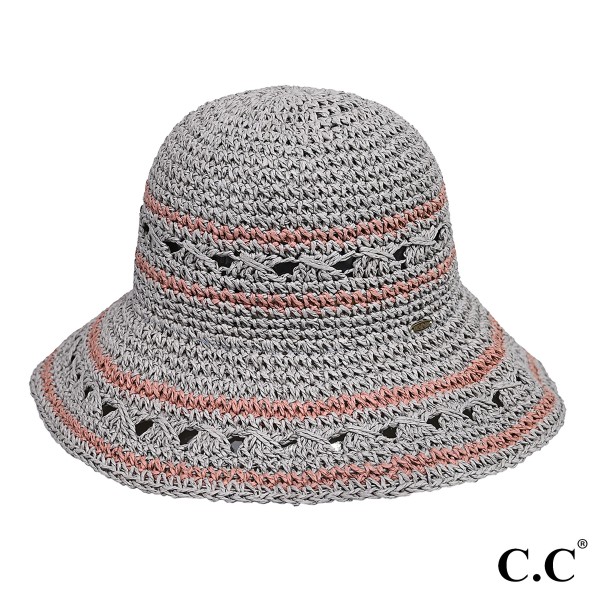 C.C ST-4259
Paper Straw Hand Crochet Clothe Bucket Hat in Thin Stripe Pattern

- One Size Fits Most
- 100% Paper Straw