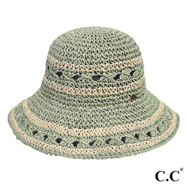 C.C ST-4259
Paper Straw Hand Crochet Clothe Bucket Hat in Thin Stripe Pattern

- One Size Fits Most
- 100% Paper Straw