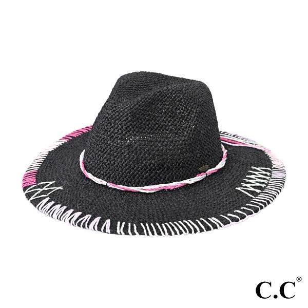 Wholesale c C Panama Hat STC MultiColor Decorative Stitch Panama Hat Handmade Pa
