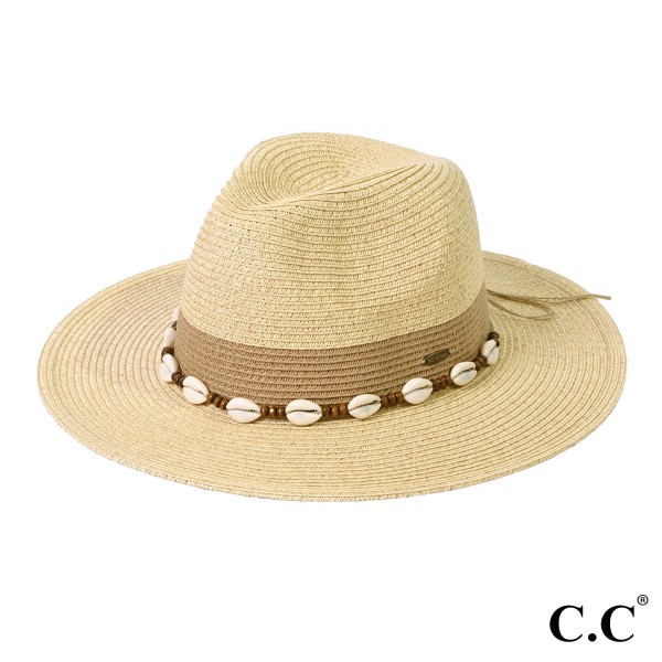 Wholesale c C STH Two Color Block Panama Sun Hat Shell Wood Bead Trim Band UPF A
