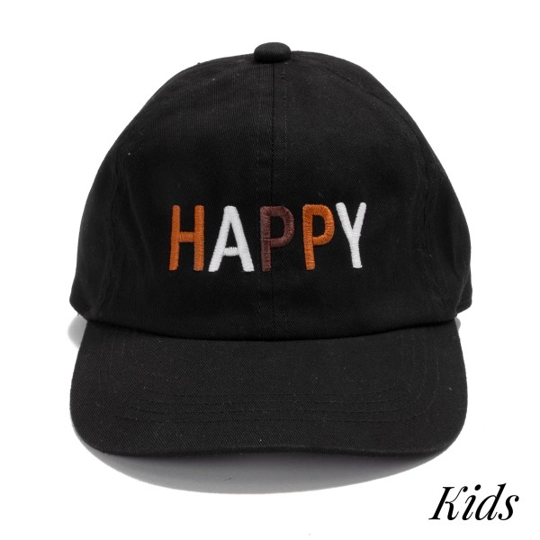 Wholesale kids Happy Embroidered Baseball Cap One Fits Most Kids Years Adjustabl