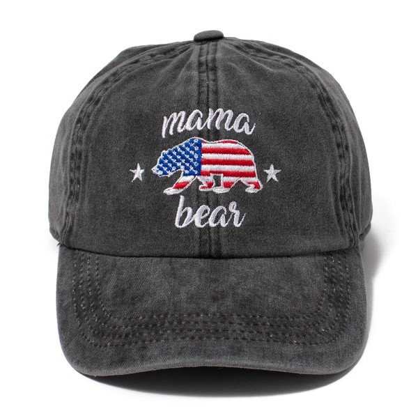 Wholesale embroidered American Flag Mama Bear Baseball Caps One Fits Most Slide