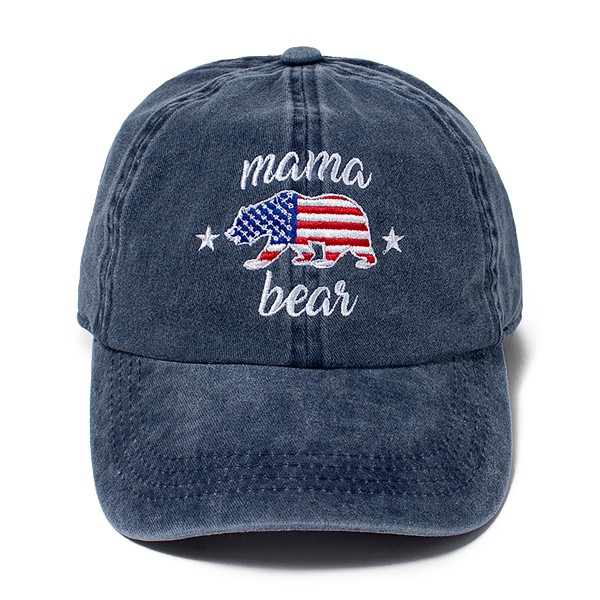 Wholesale embroidered American Flag Mama Bear Baseball Caps One Fits Most Slide