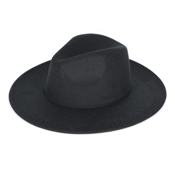 Wholesale felt Brim Fedora Hat No Hat Band One Fits Most Adjustable Drawstring B