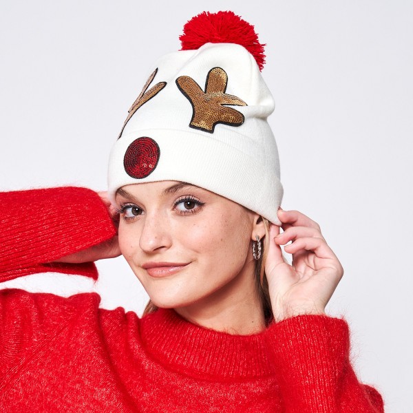 Do Everything In Love Reindeer Beanie With String Pom 

- One Size Fits Most 
-  100% Polyester 