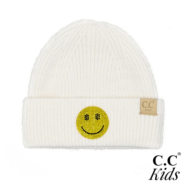 C.C KD-HTE0100
Smile Face Rhinestone Beanie

- One Size (Kids) 
- 52% Recycled Polyester/ 45% Acrylic/ 3% Spandex
