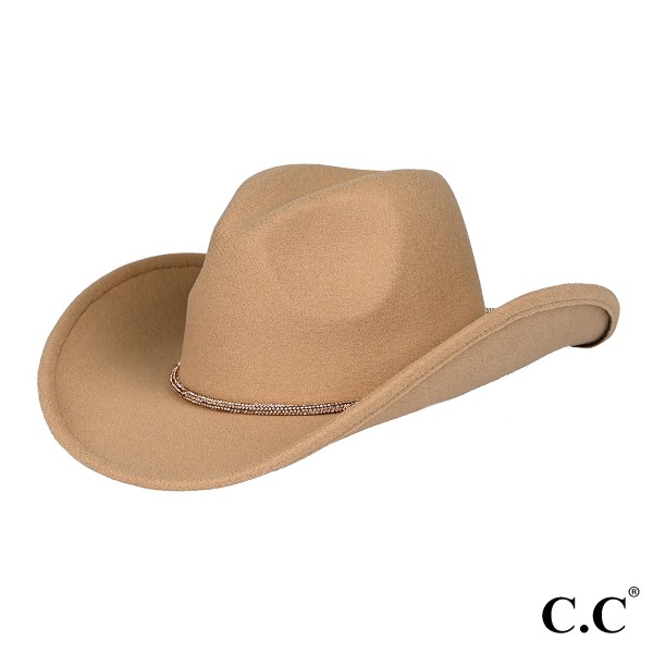 Wholesale c C VCC Cowboy Vegan Felt Hat Rhinestone String Trim Band One Fits Mos