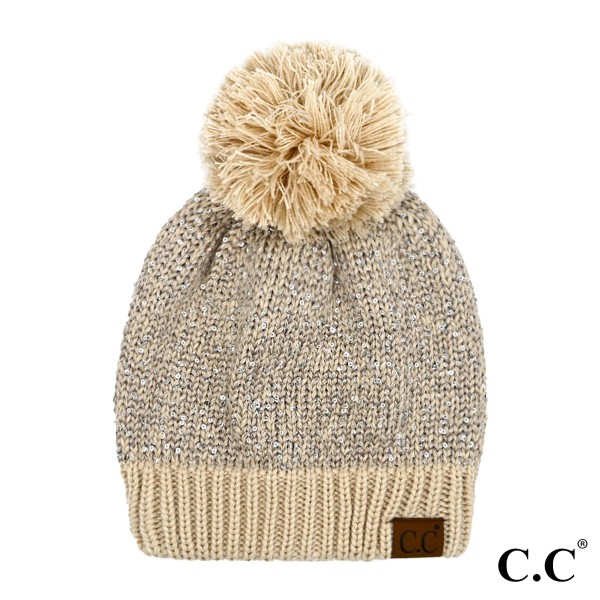 Wholesale c C HTE Sequin Cuff Pom Beanie One Fits Most Lined Beanie Acrylic