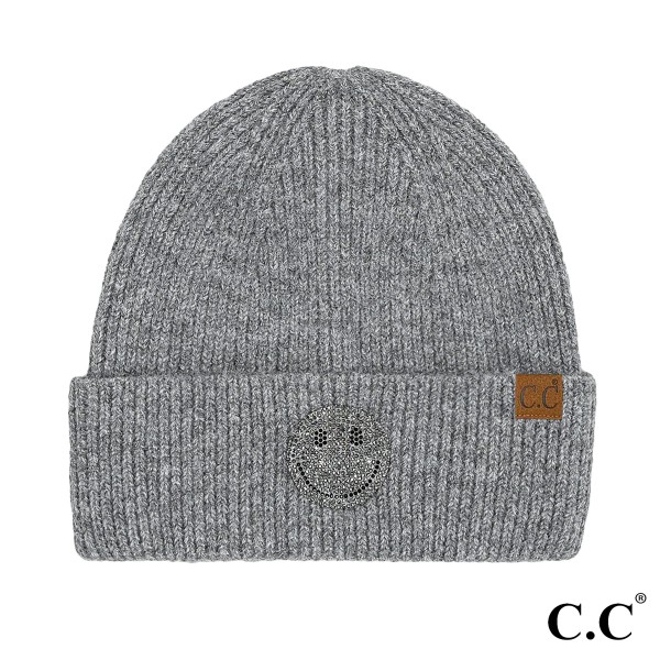 Wholesale c C HTE Happy Rhinestone Beanie One Recycled Polyester Acrylic Spandex