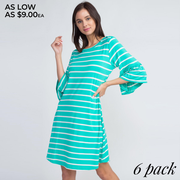 Wholesale can t go wrong striped dress like wardrobe rotation Ruffled sleeves a