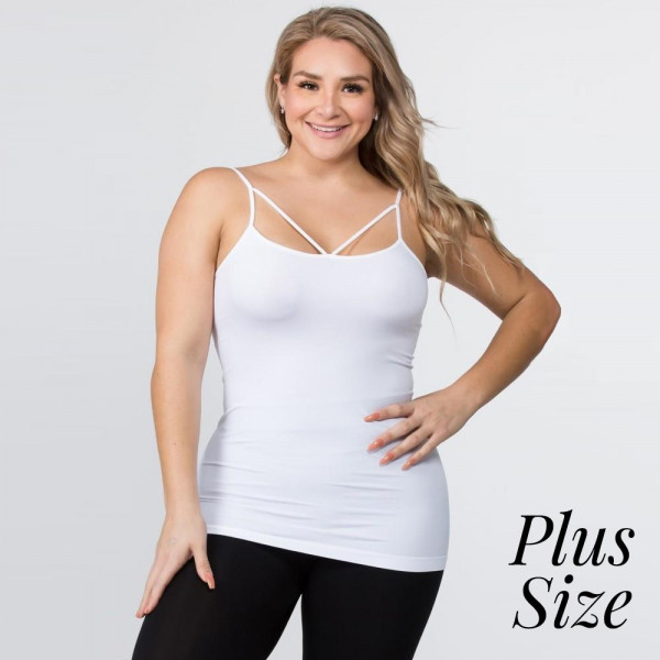 Wholesale women s Plus Seamless Criss Cross Camisole o Strappy detail front o Se