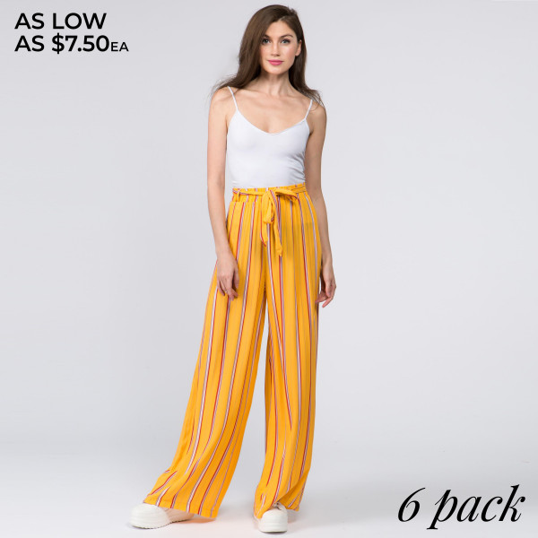 Palazzo Pants Yellow Paper Bag Pants Gorgeous Striped Ladies Rayon