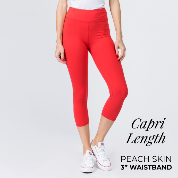 Wholesale mix brand solid seamless peach skin capri leggings rise waistband Ins