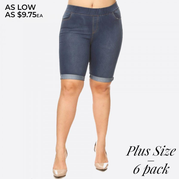 Wholesale plus women s classic Bermuda shorts Super stretchy Pull up Denim shade