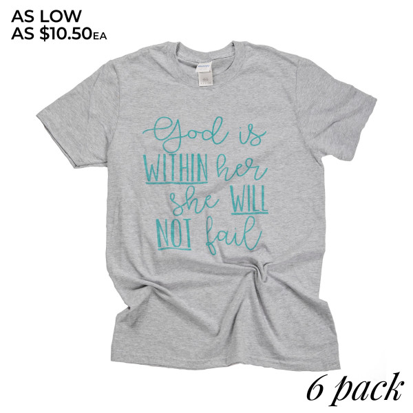 Wholesale god within her she will not fail Short Sleeve Boutique Graphic Tee t s