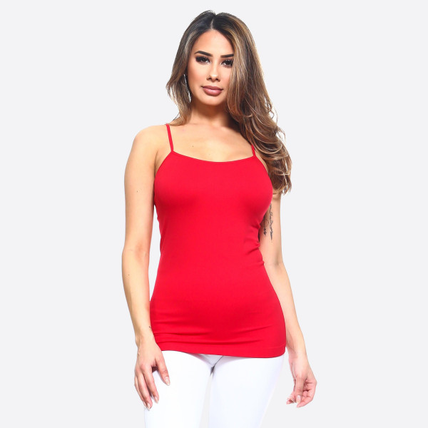 Wholesale seamless tank top spaghetti straps fade resistant fabric soft stretch