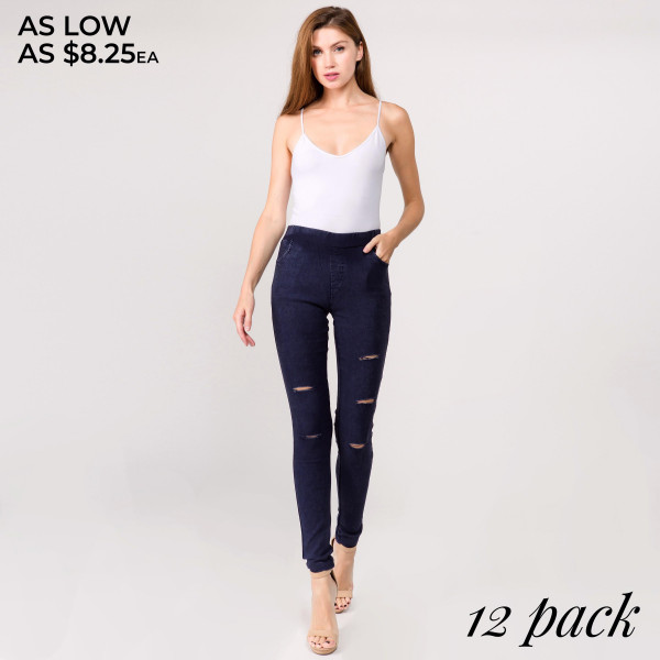 Wholesale super stretchy denim distressed jeggings pull Inseam Pack Breakdown pc