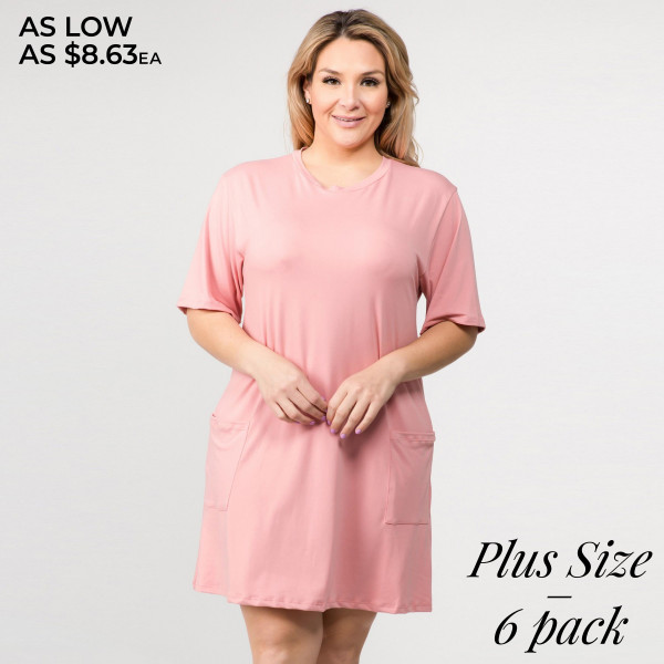 Women's Plus Size Solid Color Short T-Shirt Dress with Pocke... (7306811) Women's Plus Size Solid Color Short T-Shirt Dress with Pocke... (7306811)