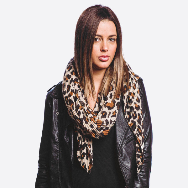 Wholesale lightweight leopard print scarf W L Polyester