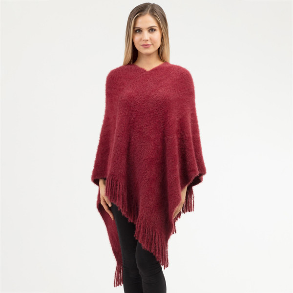 Wholesale women s Soft Faux Fur Poncho Fringe Tassels One fits most L Acrylic