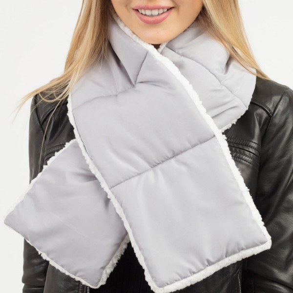 Wholesale sherpa Lined Pull Through Puffy Scarf W L Polyester