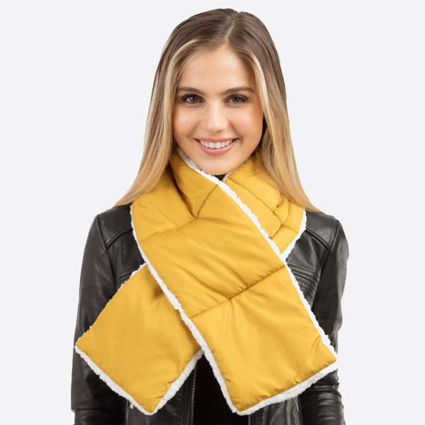 Wholesale sherpa Lined Pull Through Puffy Scarf W L Polyester
